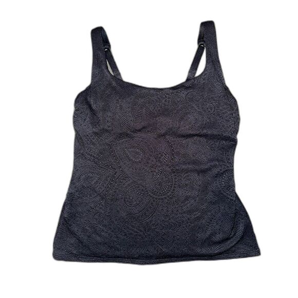 Land's End Paisley Textured Tank Top with Wired/Padded Under bra Sz 4 - Picture 1 of 6